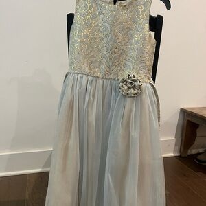 Elegant Gold and Cream Kids Dress